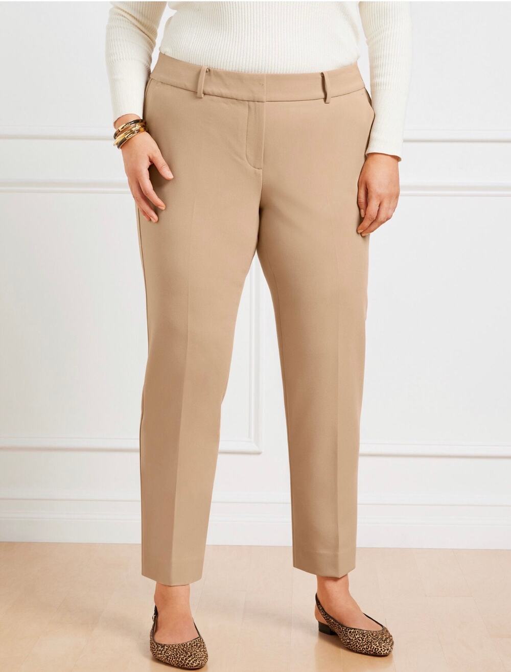Talbots Hampshire Lightweight Double Cloth Straight Ankle Pant Khaki size 10P